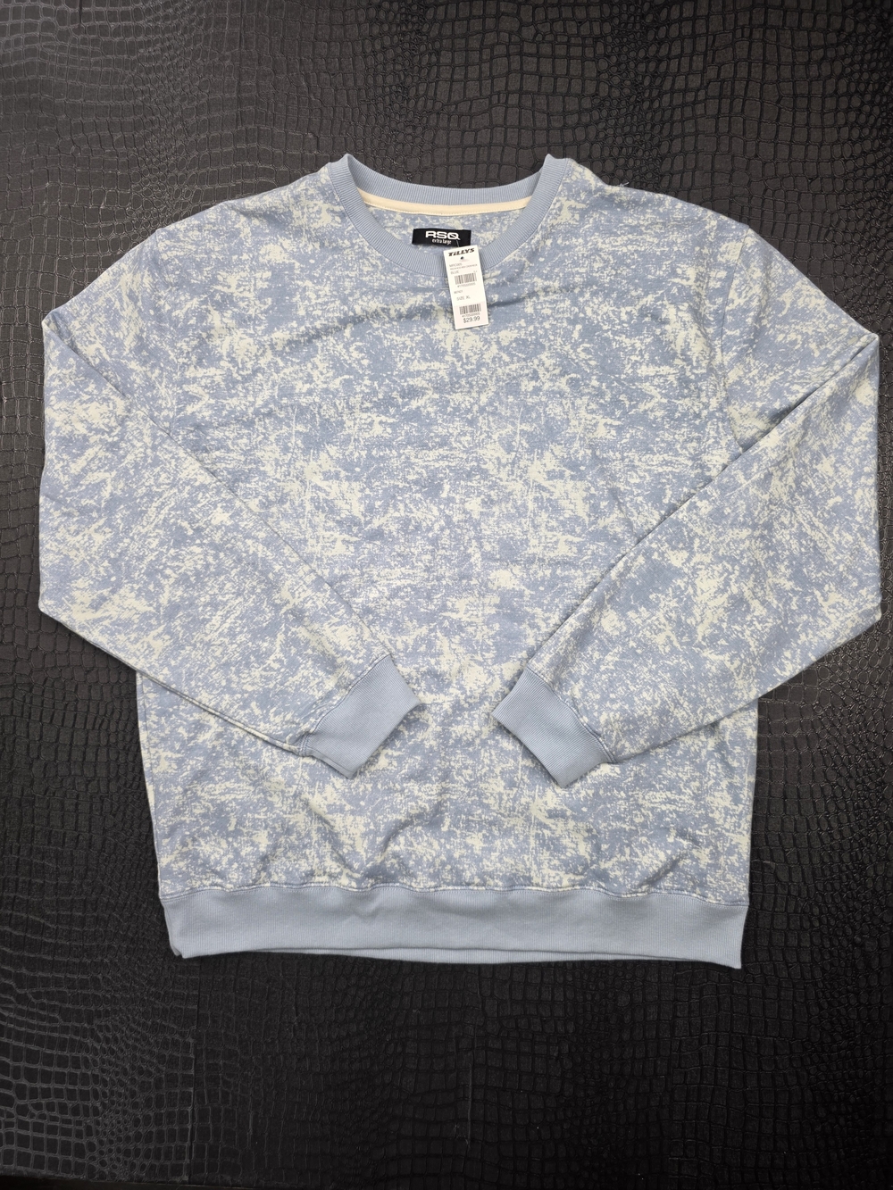 RSQ Acid Washed Crewneck Men's Sweater Blue / White Size XL